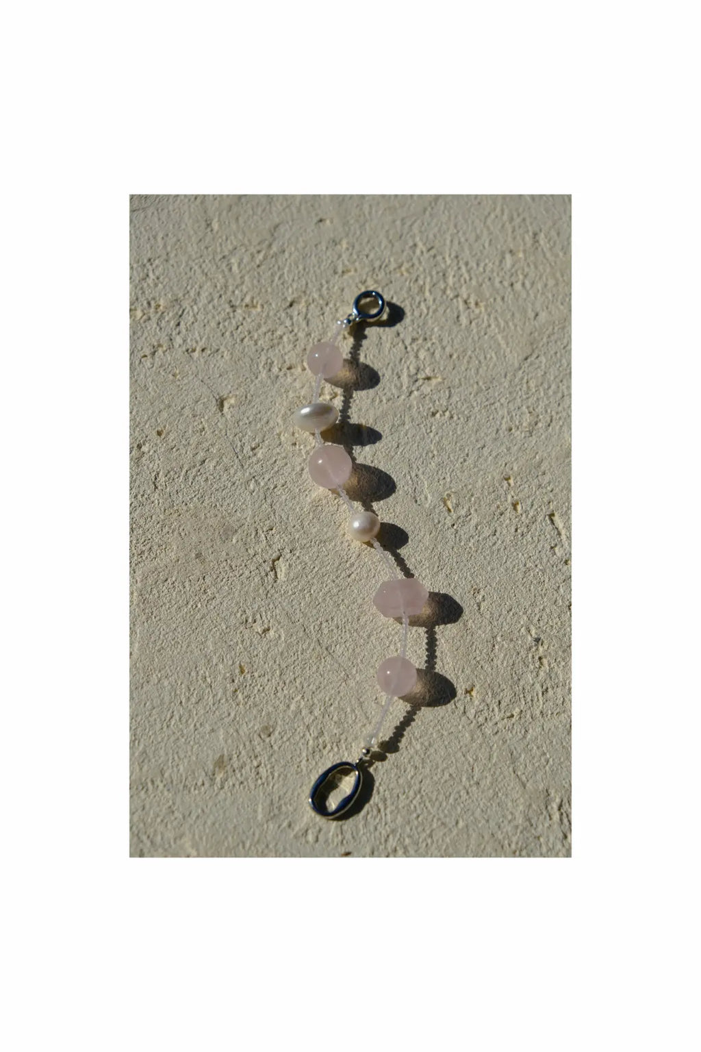 Rose Quartz & Baroque Pearl Bracelet