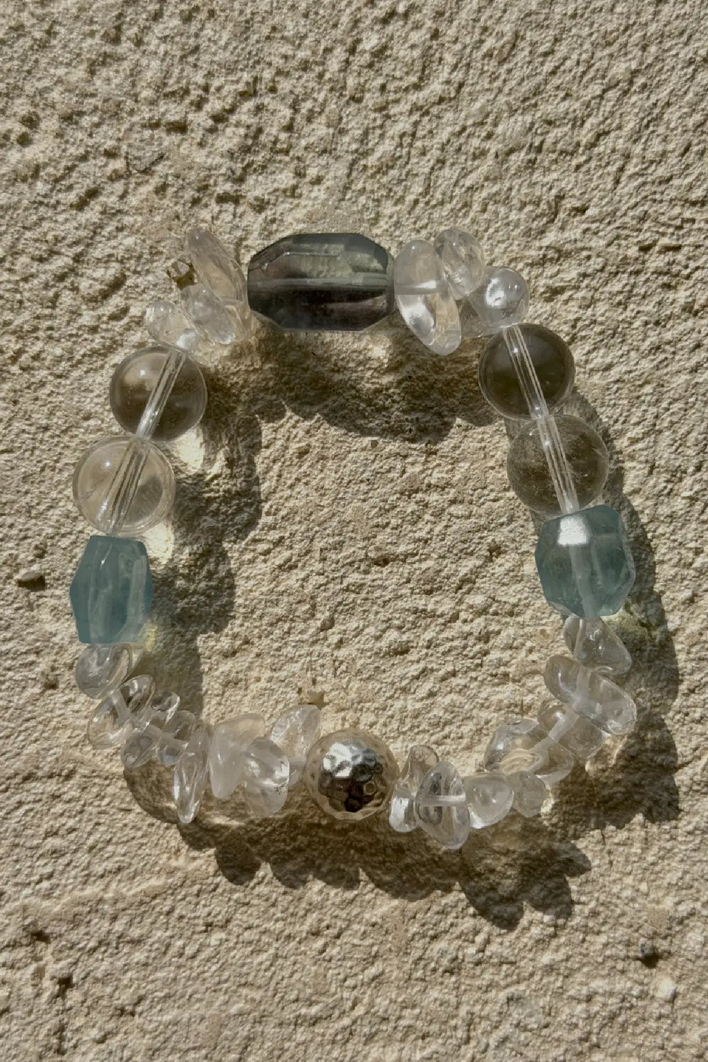 Aquamarine & Clear Quartz  Bracelet