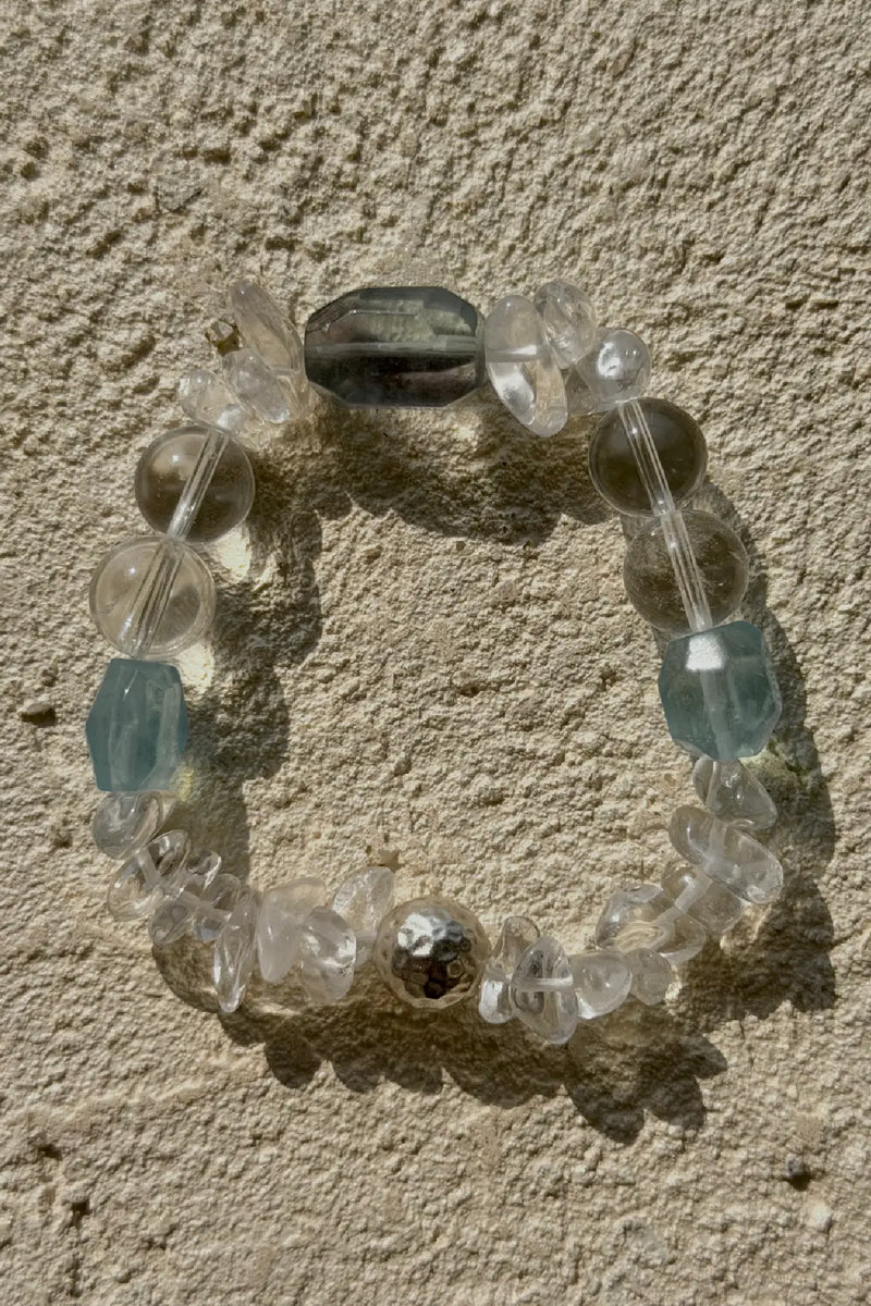 Aquamarine & Clear Quartz  Bracelet
