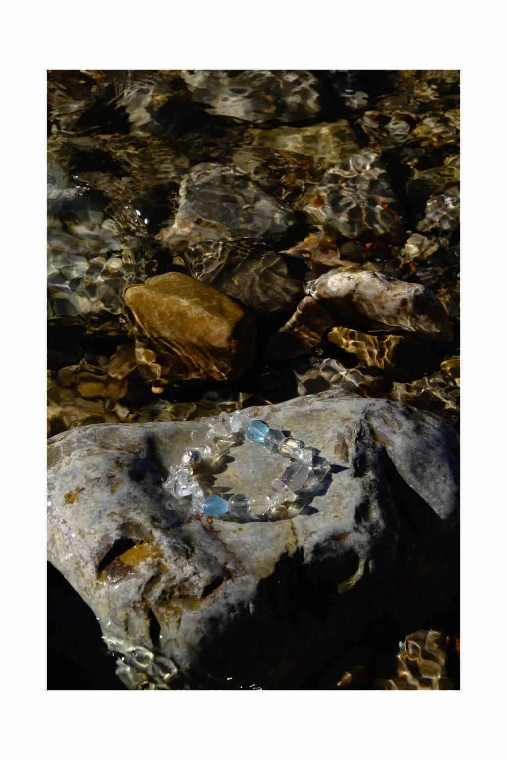 Aquamarine & Clear Quartz  Bracelet