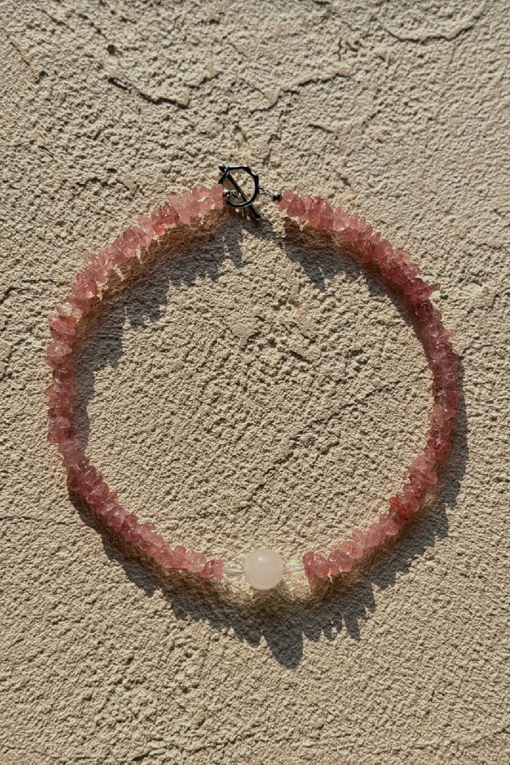 Strawberry Quartz & Milky Chalcedony Necklace