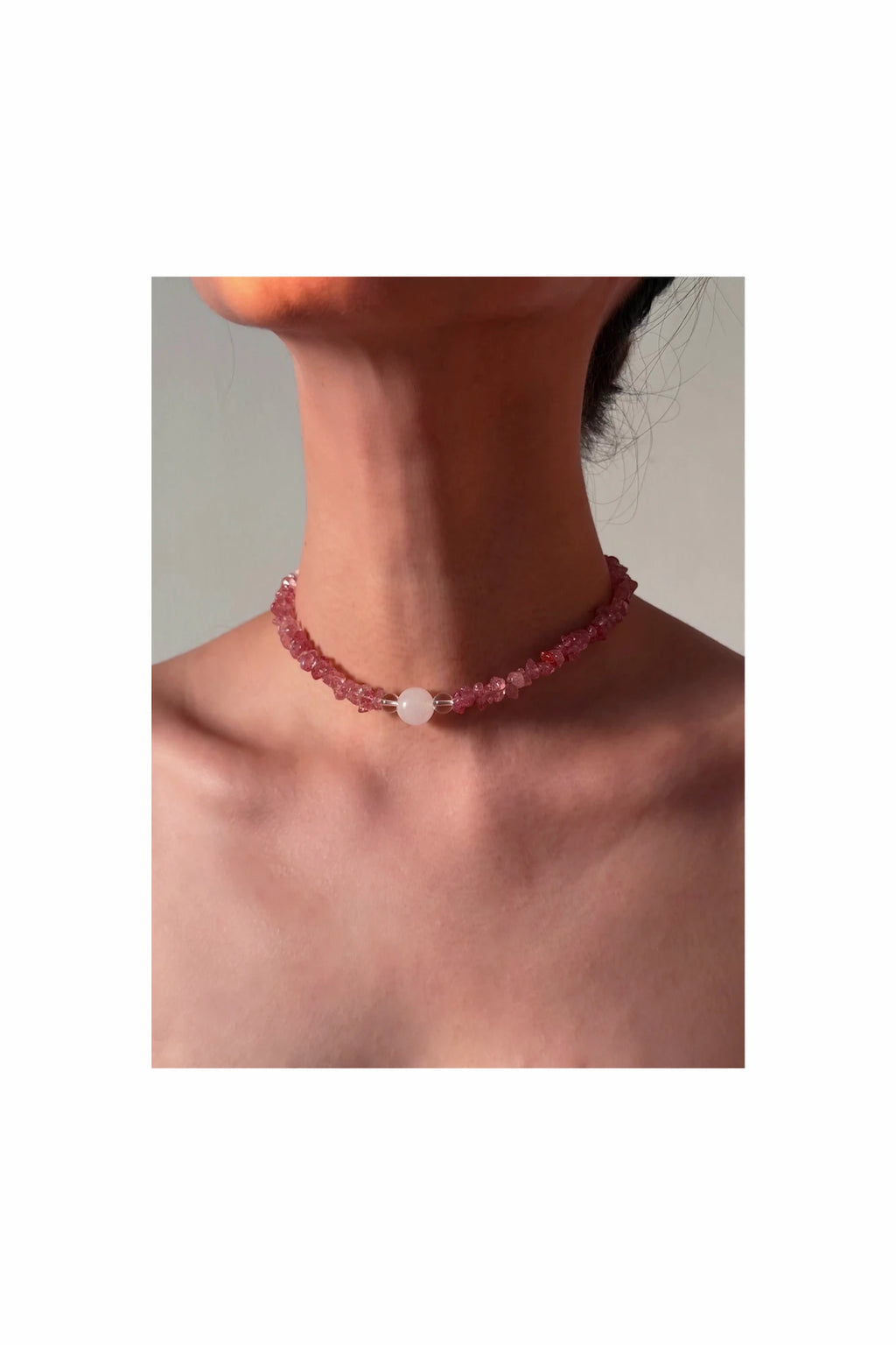 Strawberry Quartz & Milky Chalcedony Necklace