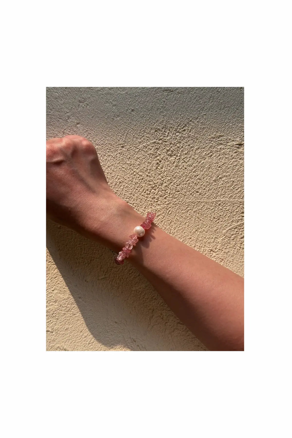 Strawberry Quartz & Clear Quartz & Pearl Bracelet
