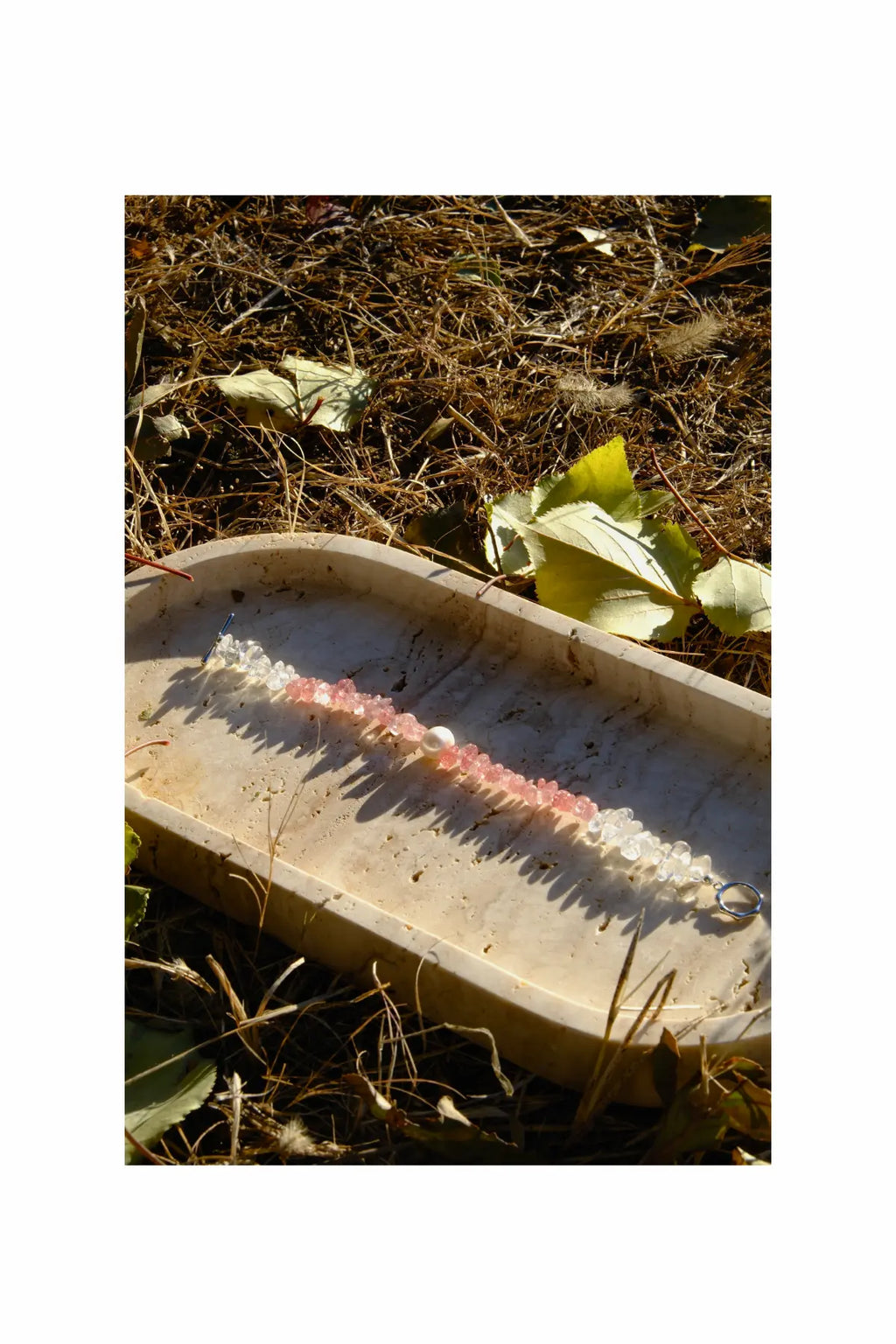 Strawberry Quartz & Clear Quartz & Pearl Bracelet