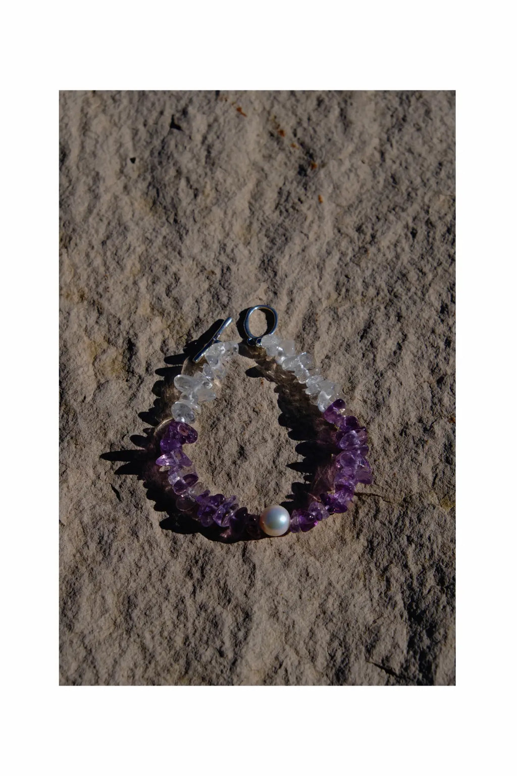 Amethyst & Clear Quartz & Pearl Bracelet