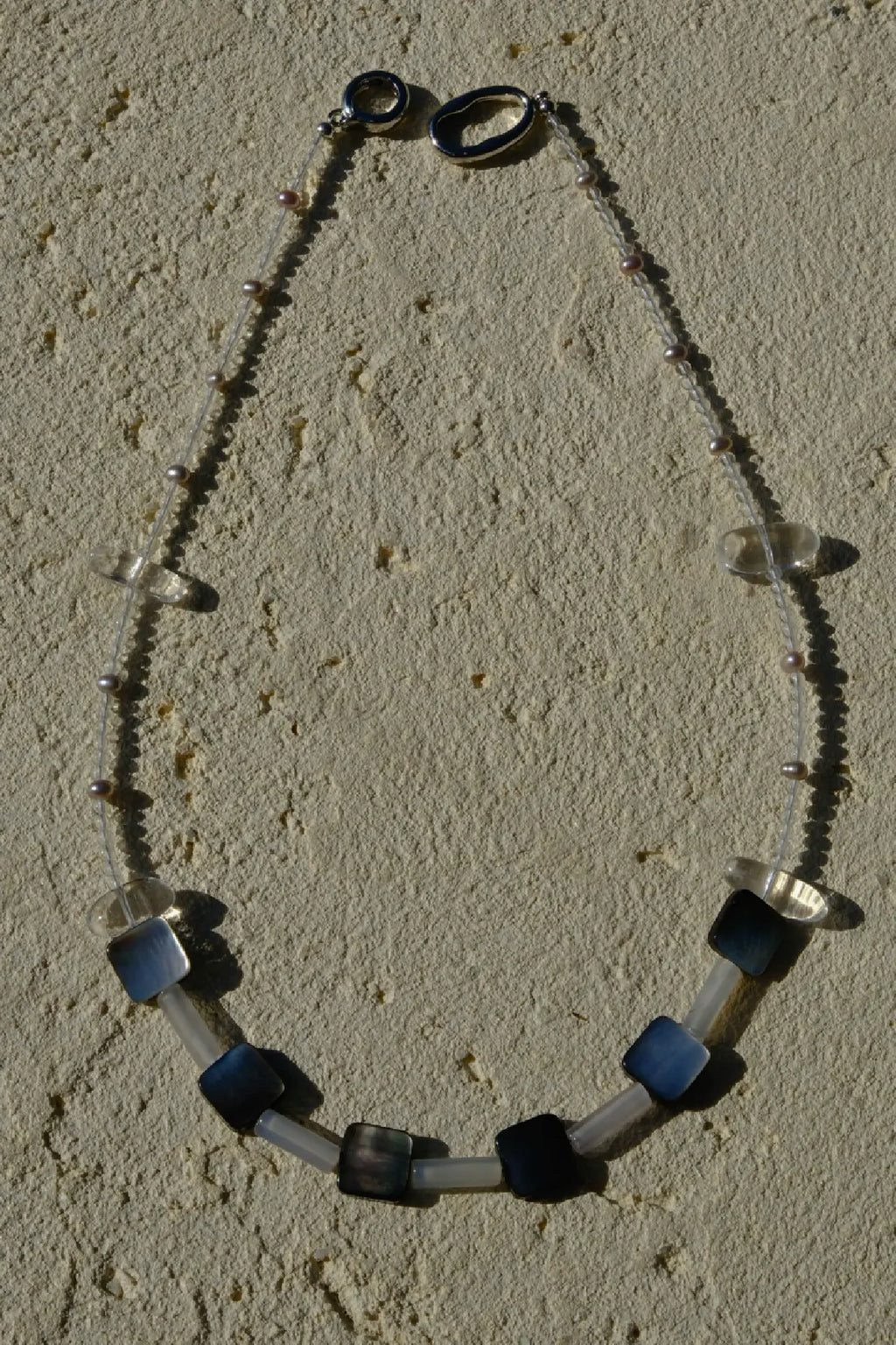 Clear Quartz & Tahitian Black Pearl Necklace