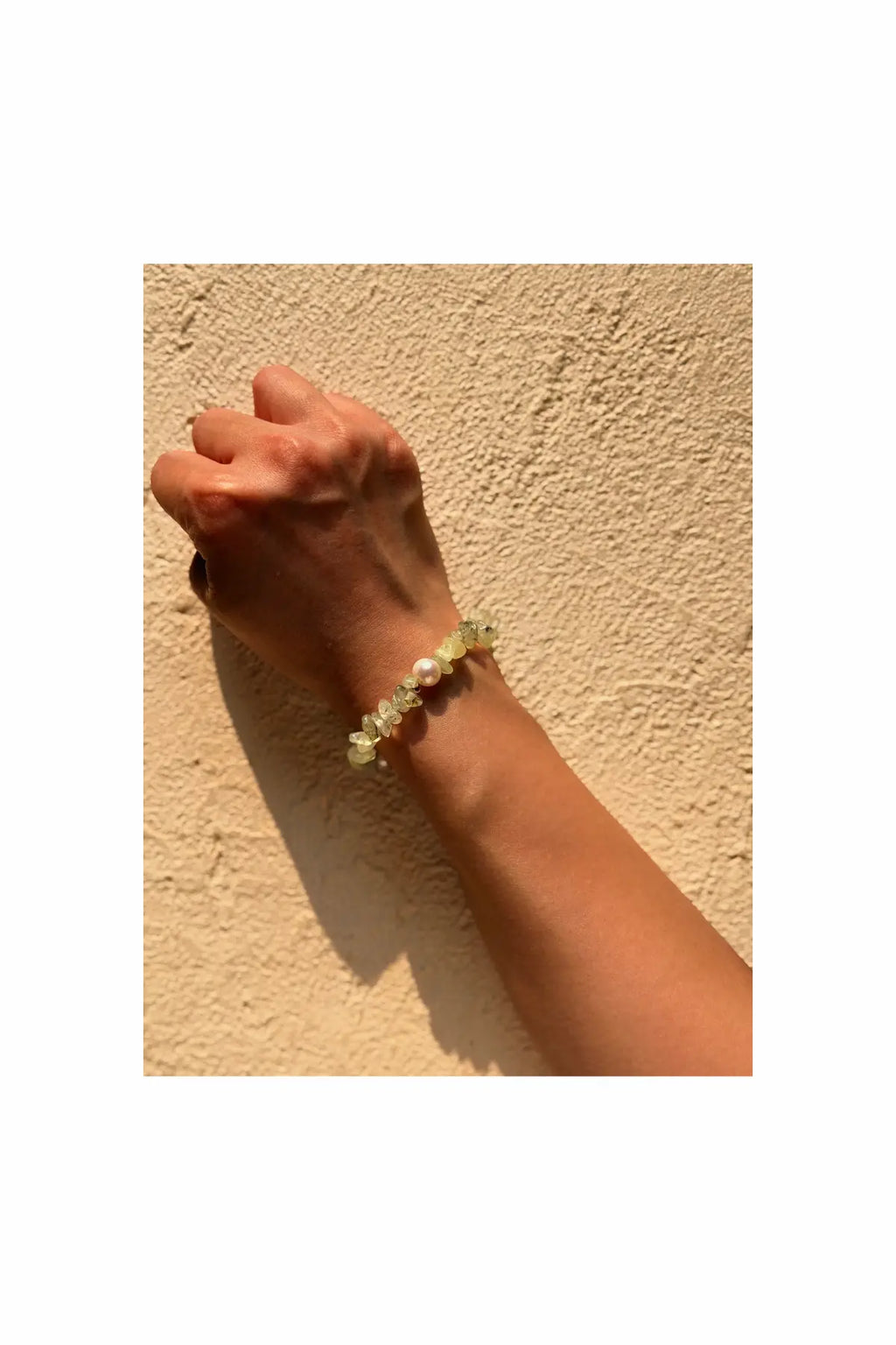 Prehnite & Clear Quartz & Pearl Bracelet