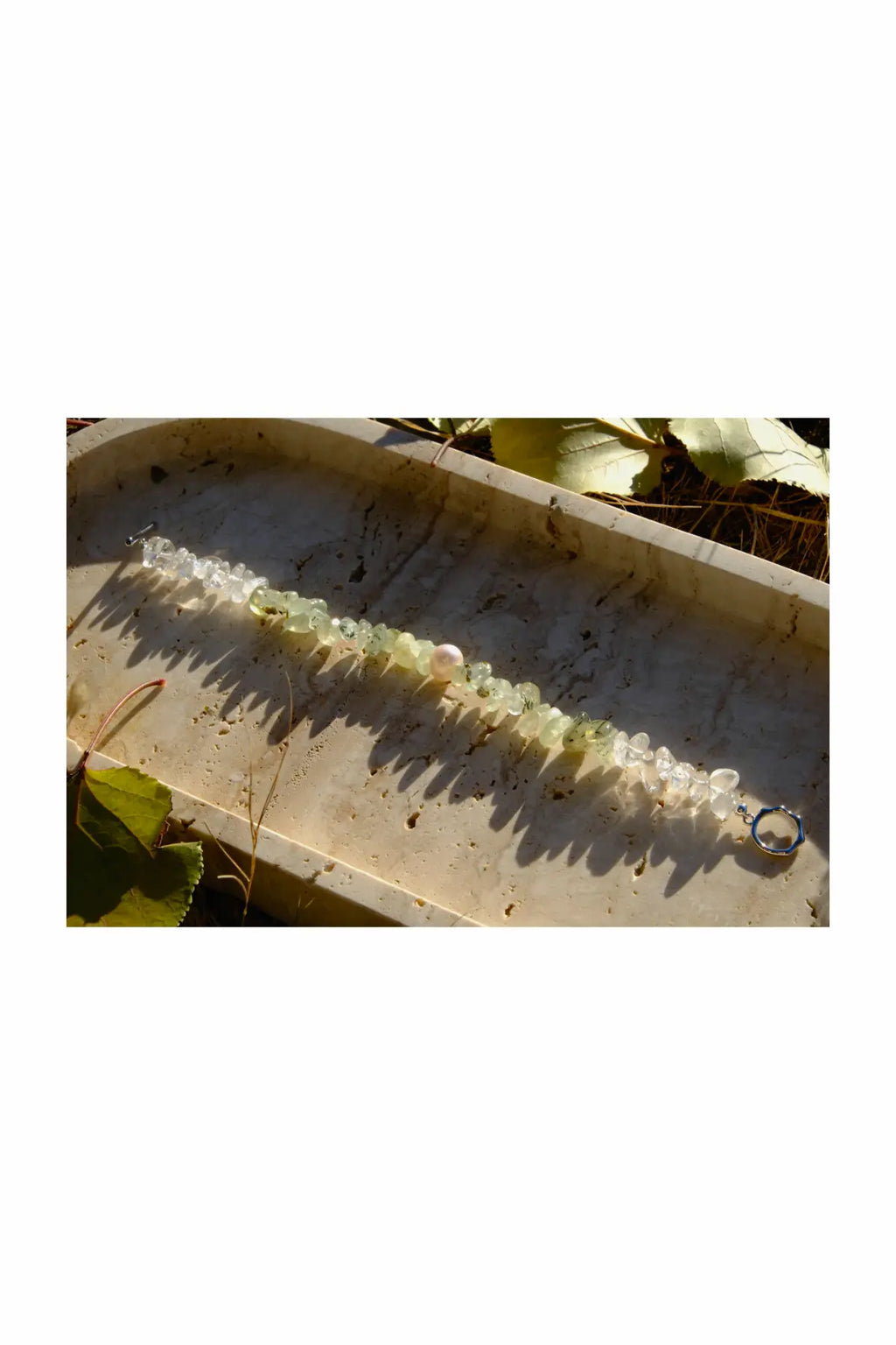 Prehnite & Clear Quartz & Pearl Bracelet