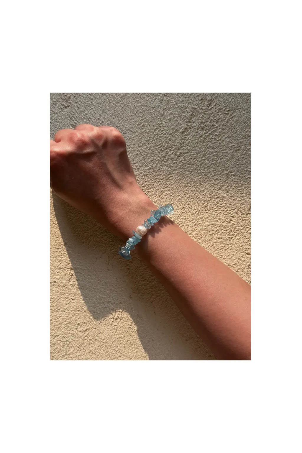 Aquamarine & Clear Quartz & Pearl Bracelet