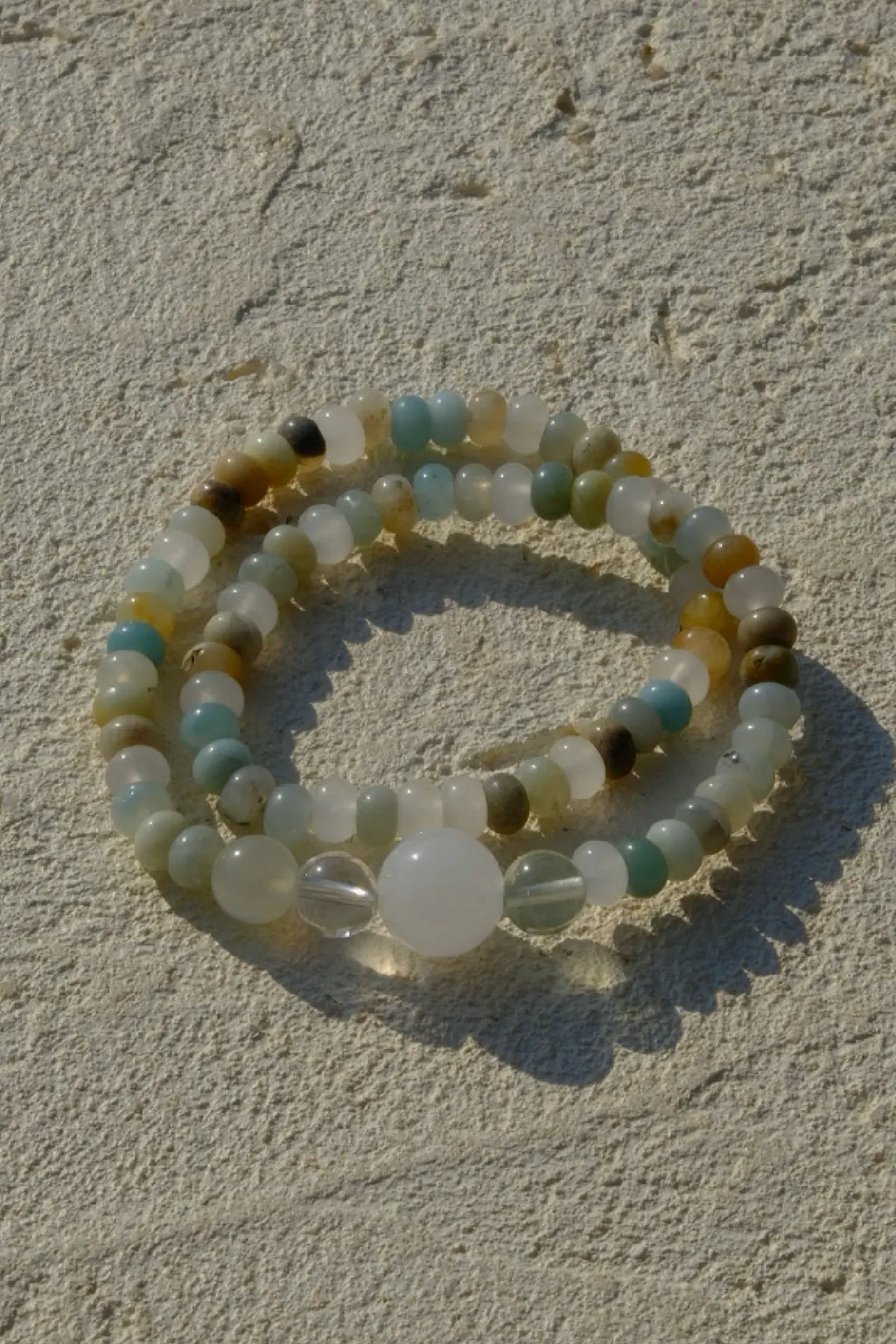 Amazonite Jade & Green Moonstone Double-Wrap Bracelet