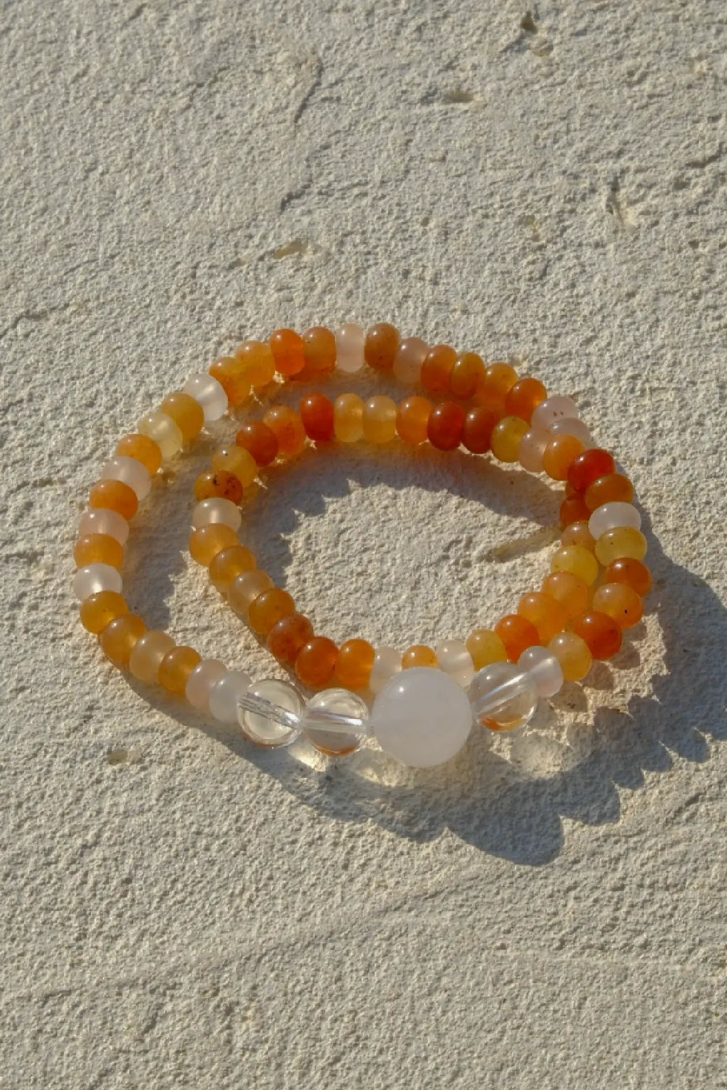 Red Jasper & Clear Phantom Quartz Double-Wrap Bracelet