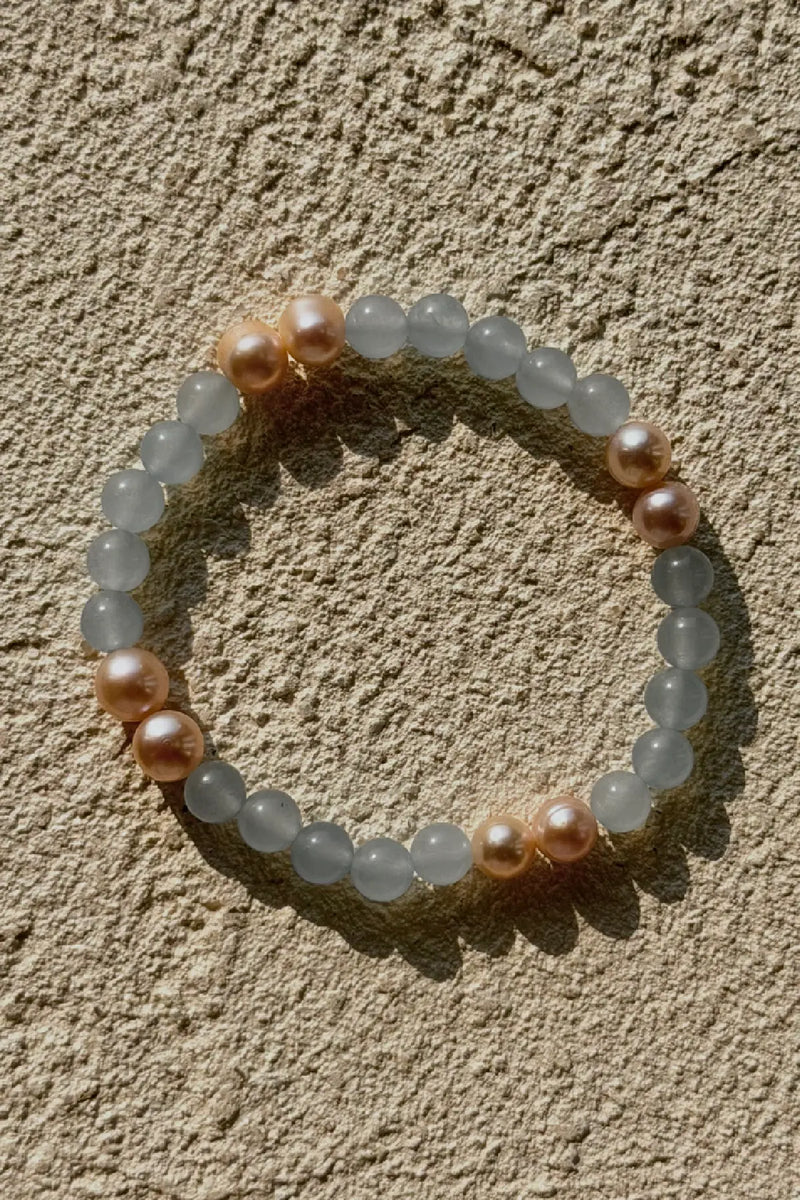 Blue Chalcedony & Pearl Bracelet