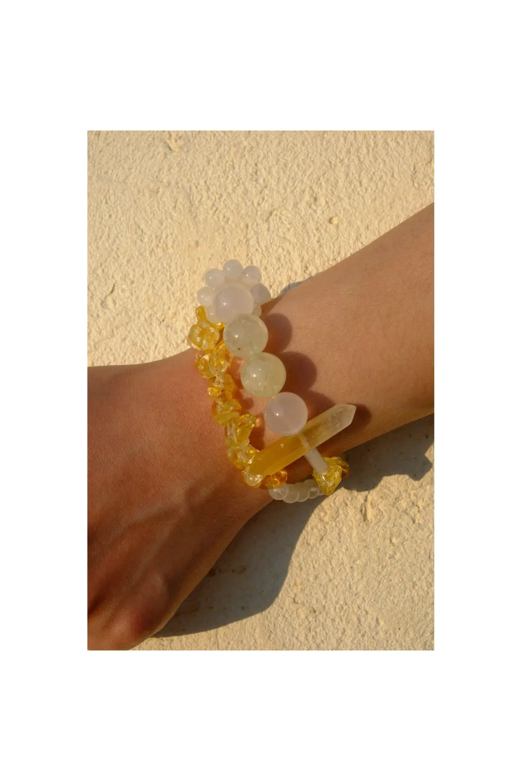 Citrine & Clear Phantom Quartz Double Wrap Bracelet
