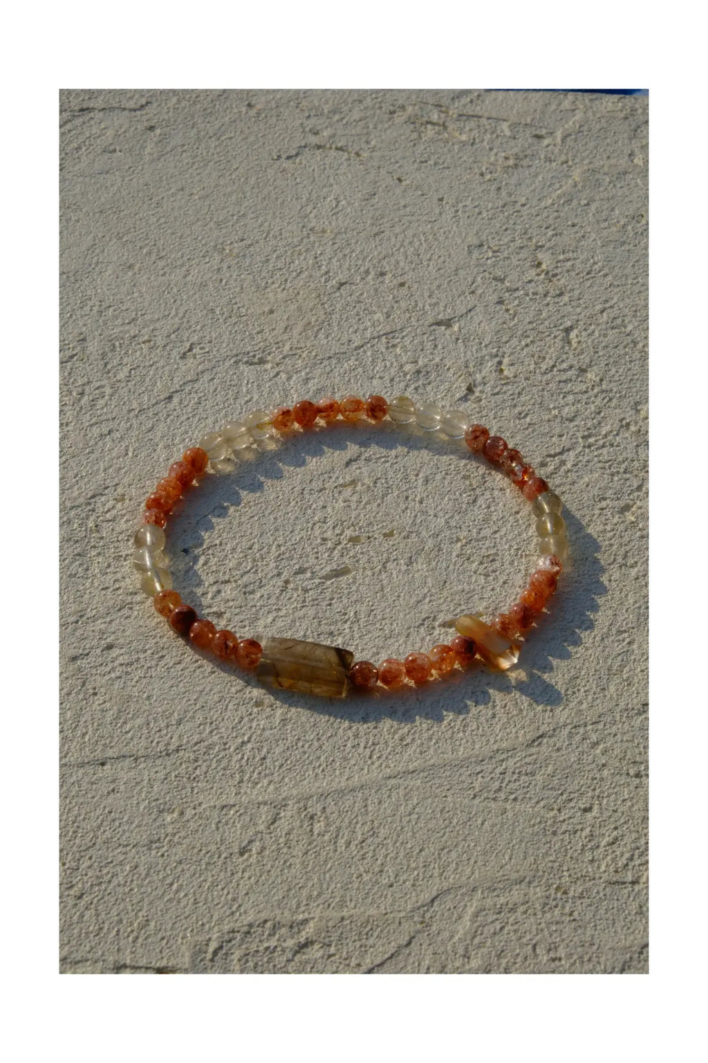 Golden Rutilated Quartz & Red Hematoid Quartz Double Wrap Bracelet