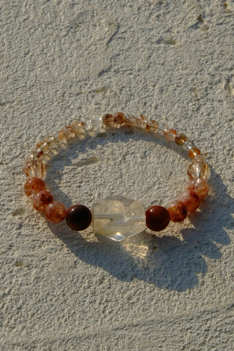 Gold Obsidian & Golden Rutilated Quartz Bracelet