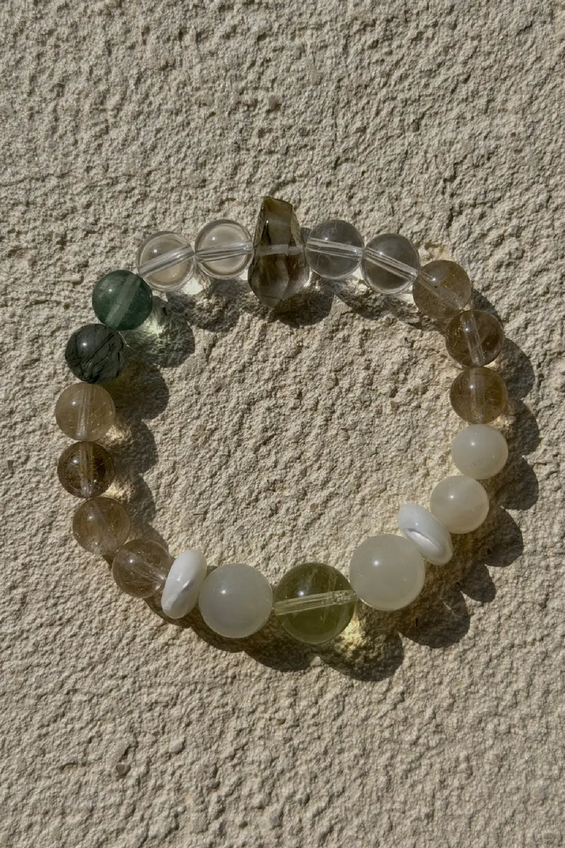 Green Rutilated Quartz & Moonstone Bracelet