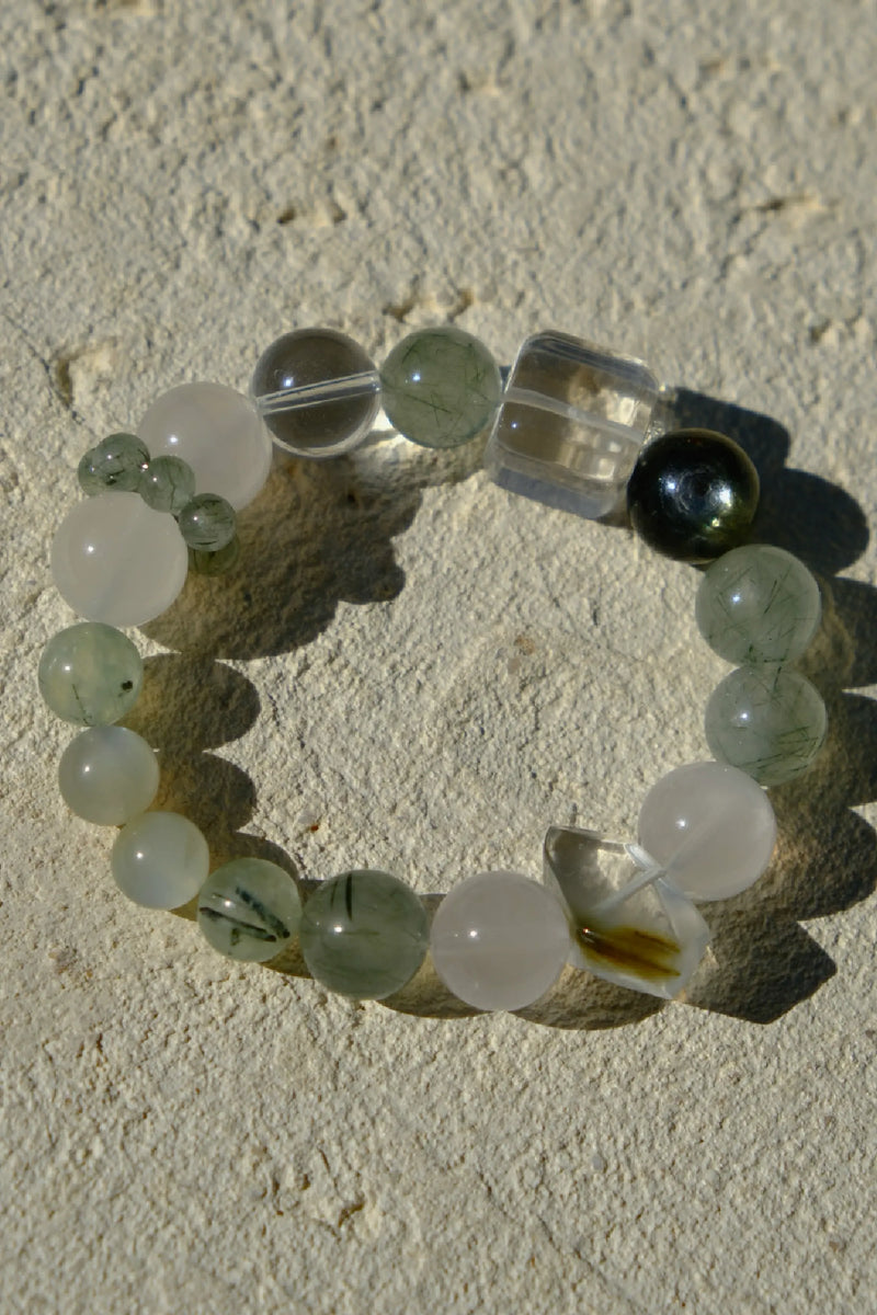 Green Rutilated Quartz & Green Mica Bracelet